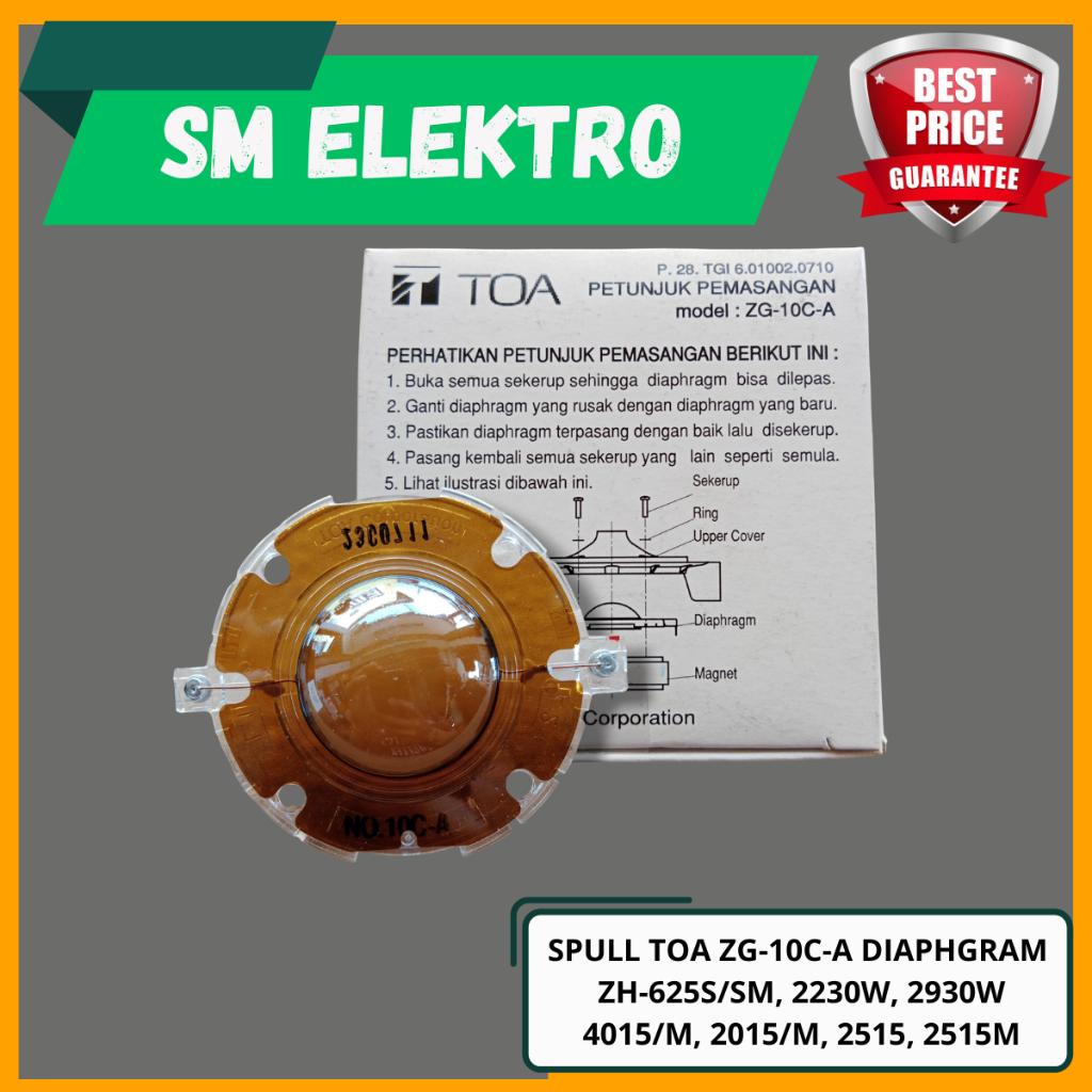 Spull TOA ZG-10C-A Diaphragm  ZH-625S/SM, 2230W, 2930W, 4015/M, 2015/M, 2515, 2515M
