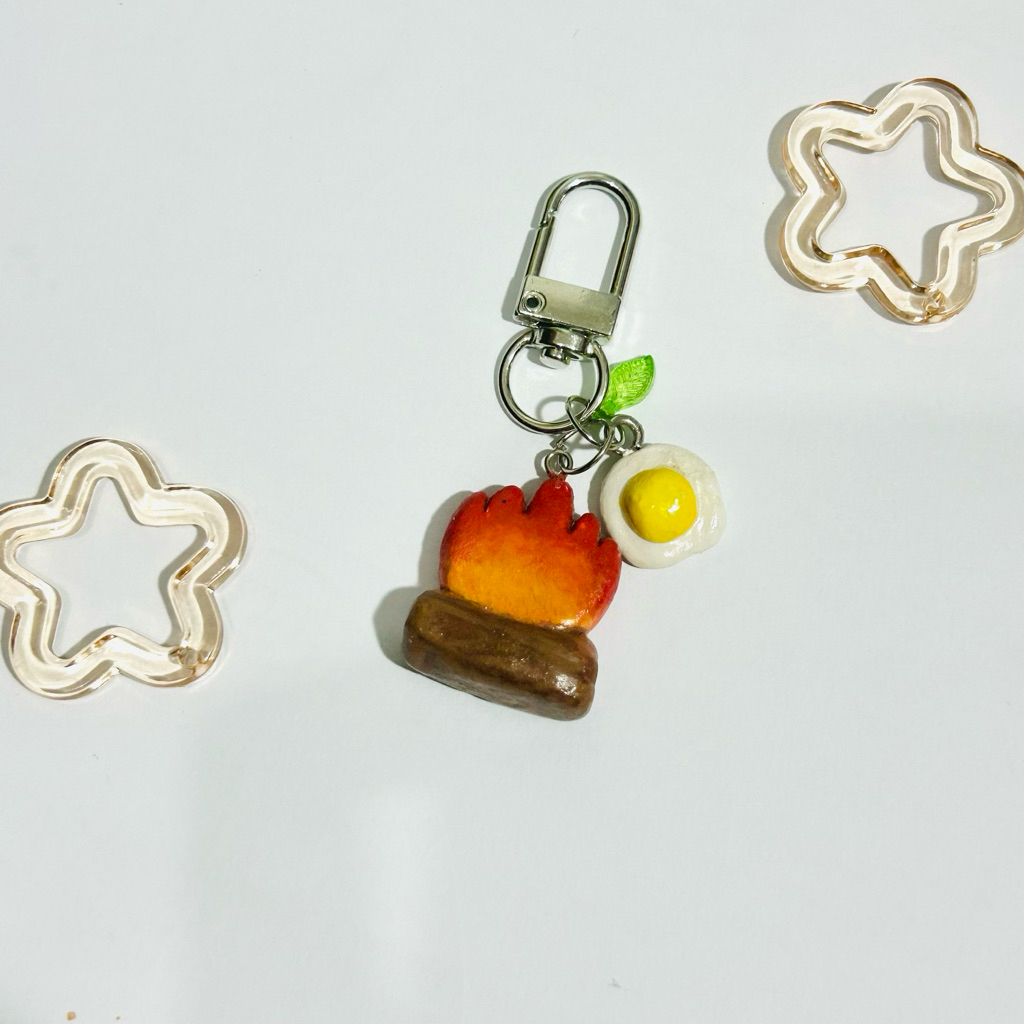 keychain gantungan kunci ganci clay handmade spirited away calcifer