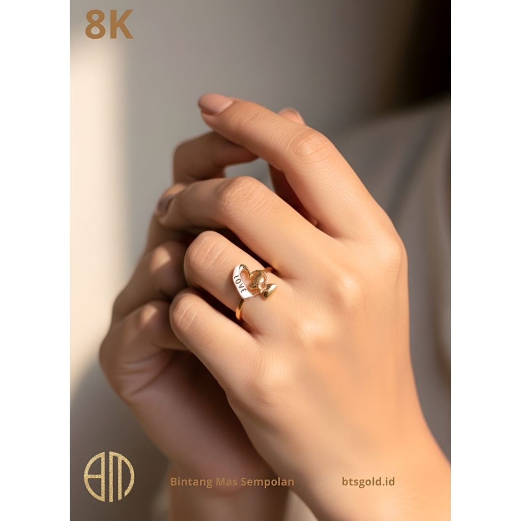 Cincin Love Pita Silver Emas Asli
