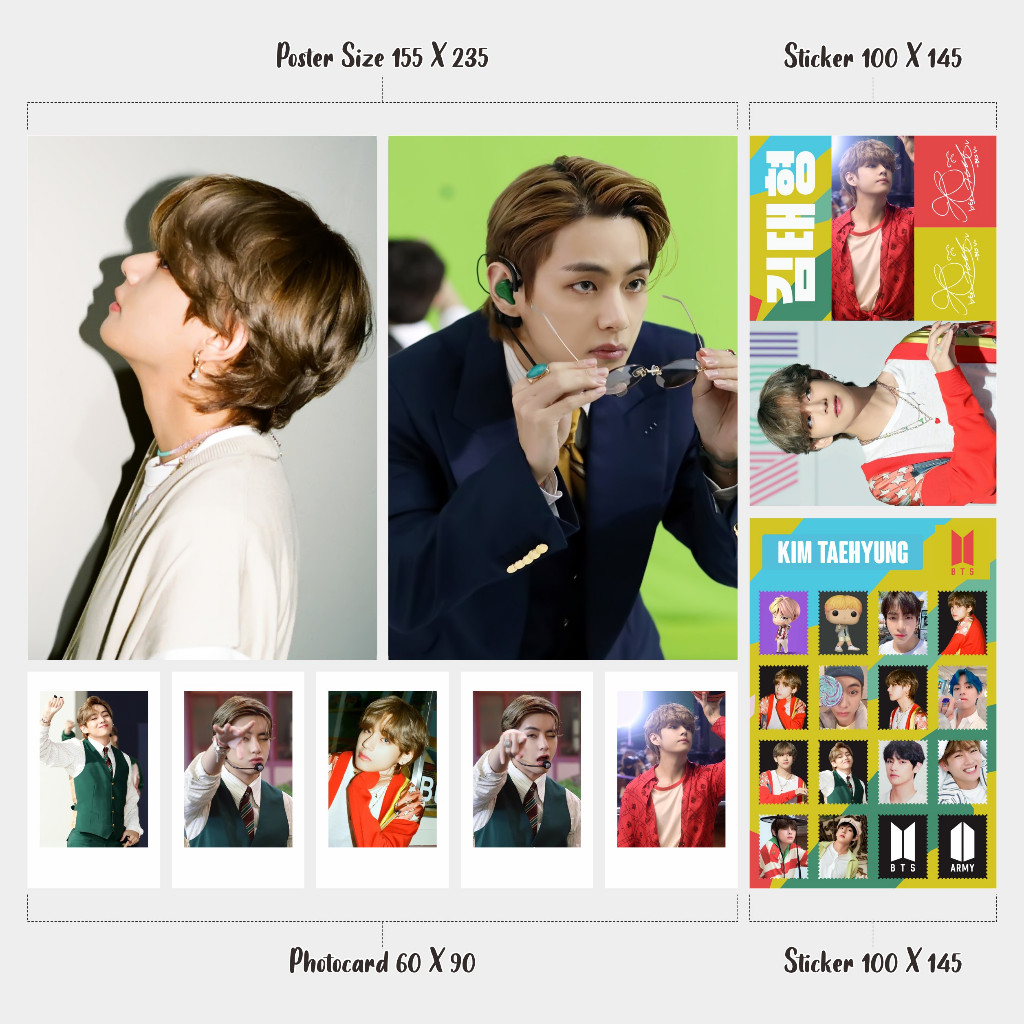 Paket Murah Fankit BTS Bangtan Boys V Kim Taehyung Tae Hyung Poster Sticker