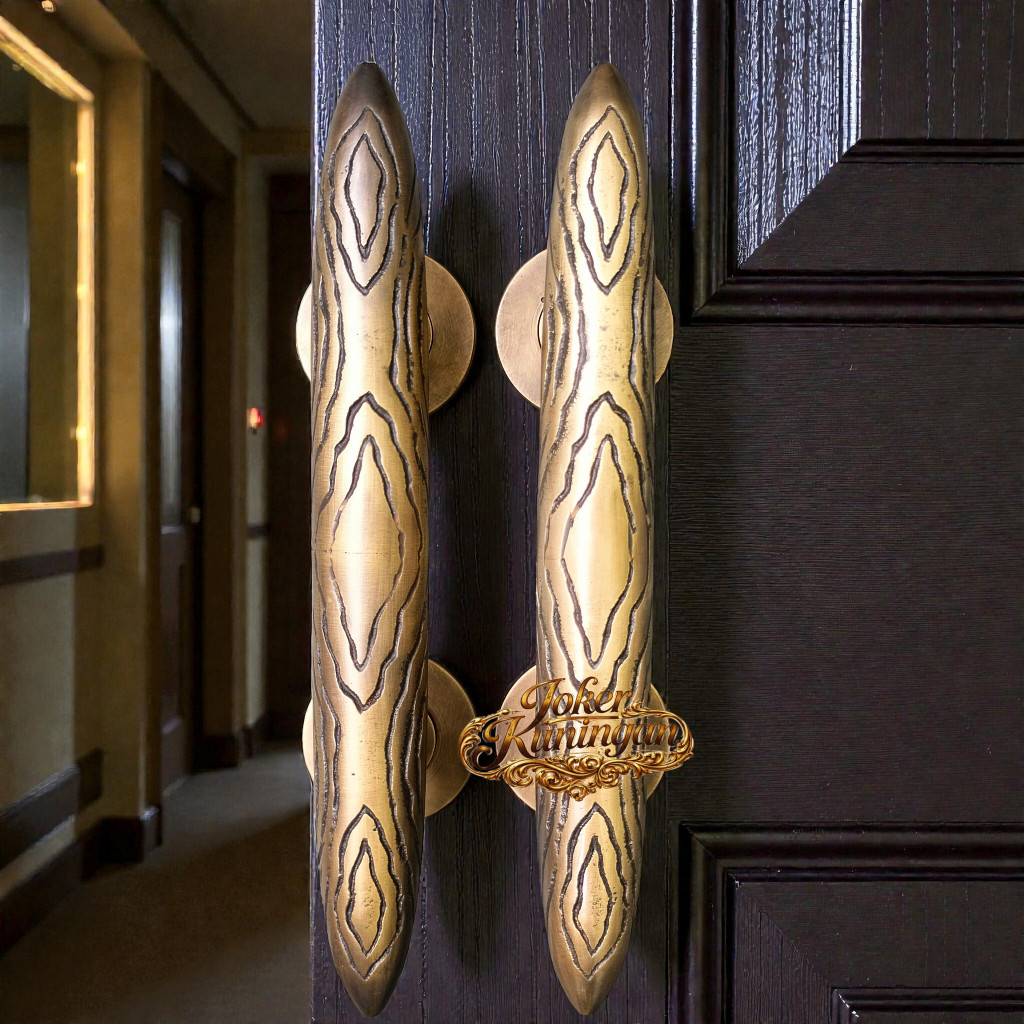 20cm Handle pintu rumah Gagang pintu rumah Handle pintu kuningan motif Kayu Ukir