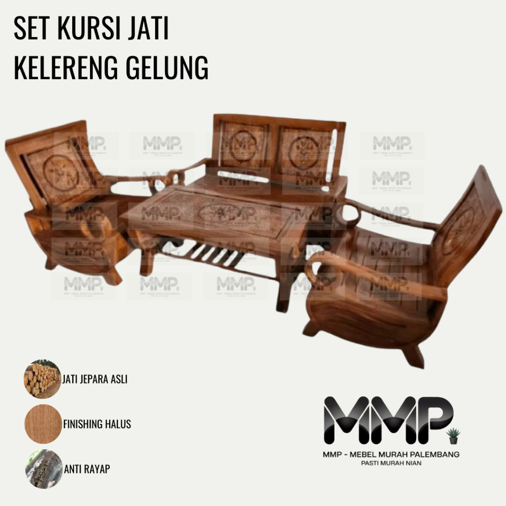 Set Kursi Tamu Jati Kelereng Gelung 211 | Kursi Sofa Tamu Minimalis Jati Jepara Asli Murah Palembang