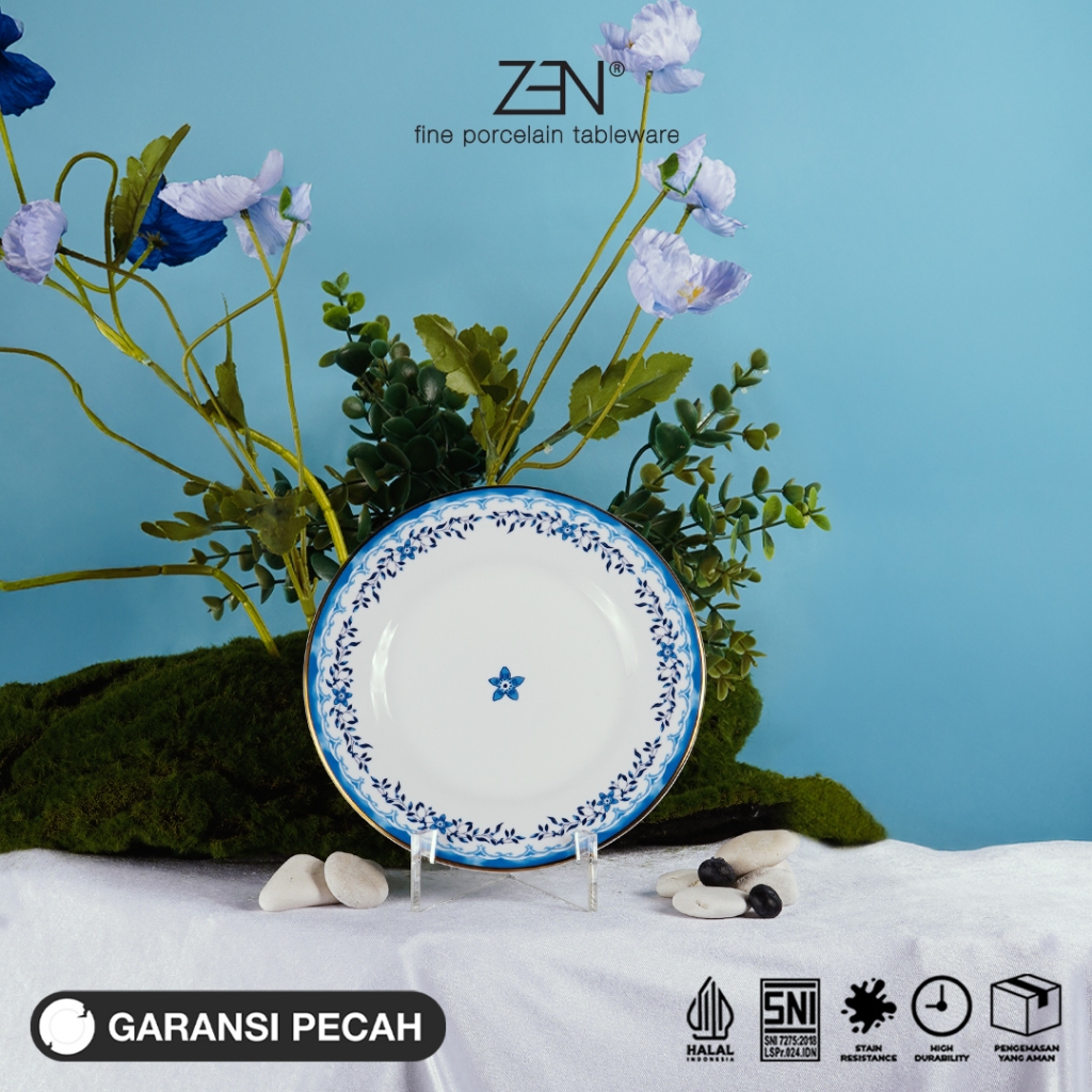 ZEN Piring Snack Kue Keramik Serenity Blue Piring Kecil Premium
