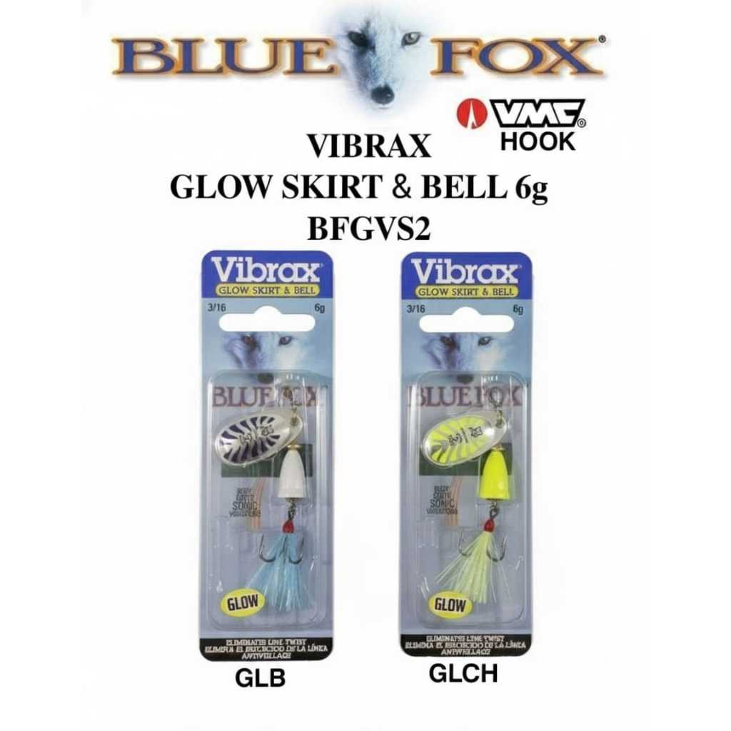 LURE / UMPAN BLUE FOX VIBRAX GLOW SKIRT & BELL 6gram GLOW IN THE DARK