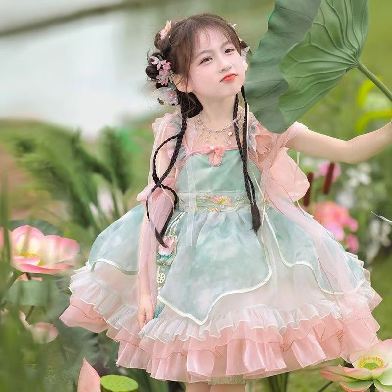 Gaun Anak Perempuan Lolita / Gaun Tali Baru Gaya Tiongkok untuk Anak Perempuan