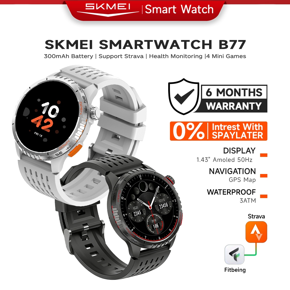SKMEI B77 Smartwatch GPS Map | 1.43 Amoled Touchscreen | 3ATM Waterproof | Jam Tangan Wanita Outdoor