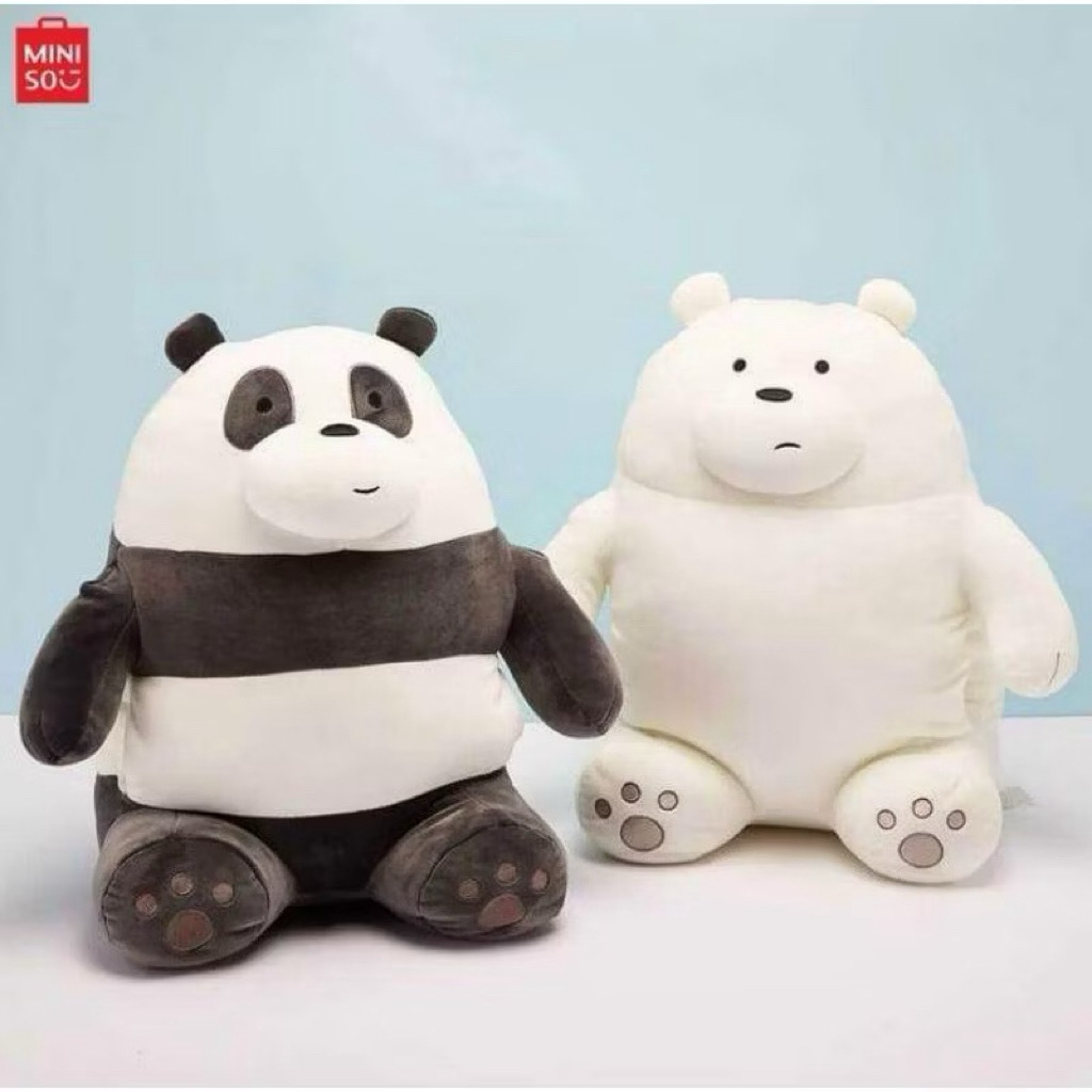 MIniso Boneka We Bare Bears 46cm Boneka Ice Bear Boneka Panda Jumbo Boneka Grizzly