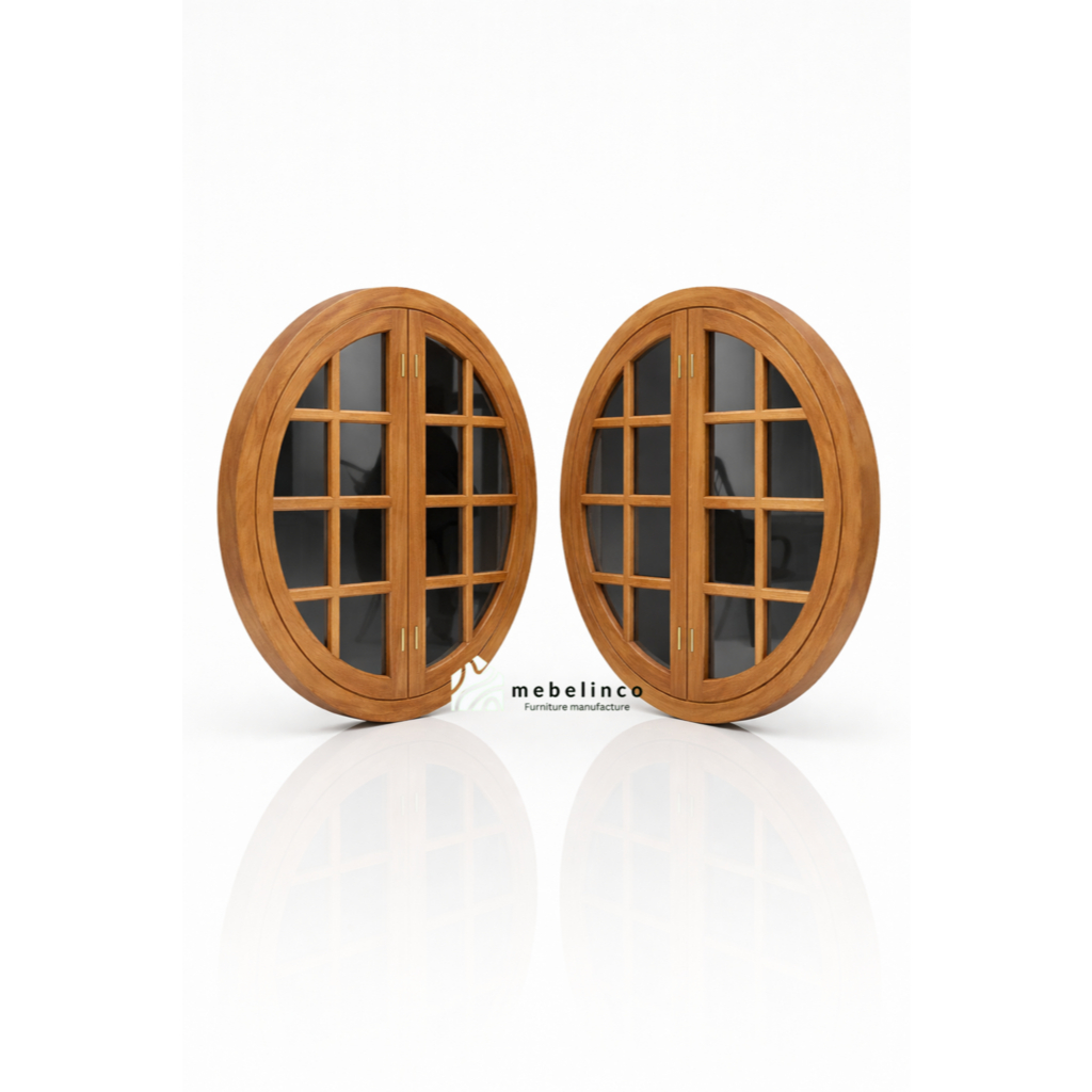 Jendela Kusen Bulat Putar Kayu - Kusen Jendela Kayu Jati -Kusen Jendela Kayu Minimalis- Jendela Ruma
