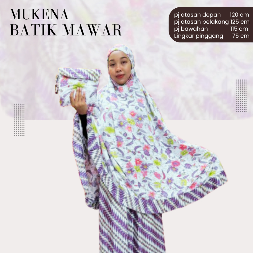 Mukena Jumbo Rayon Bali Motif Batik Mawar