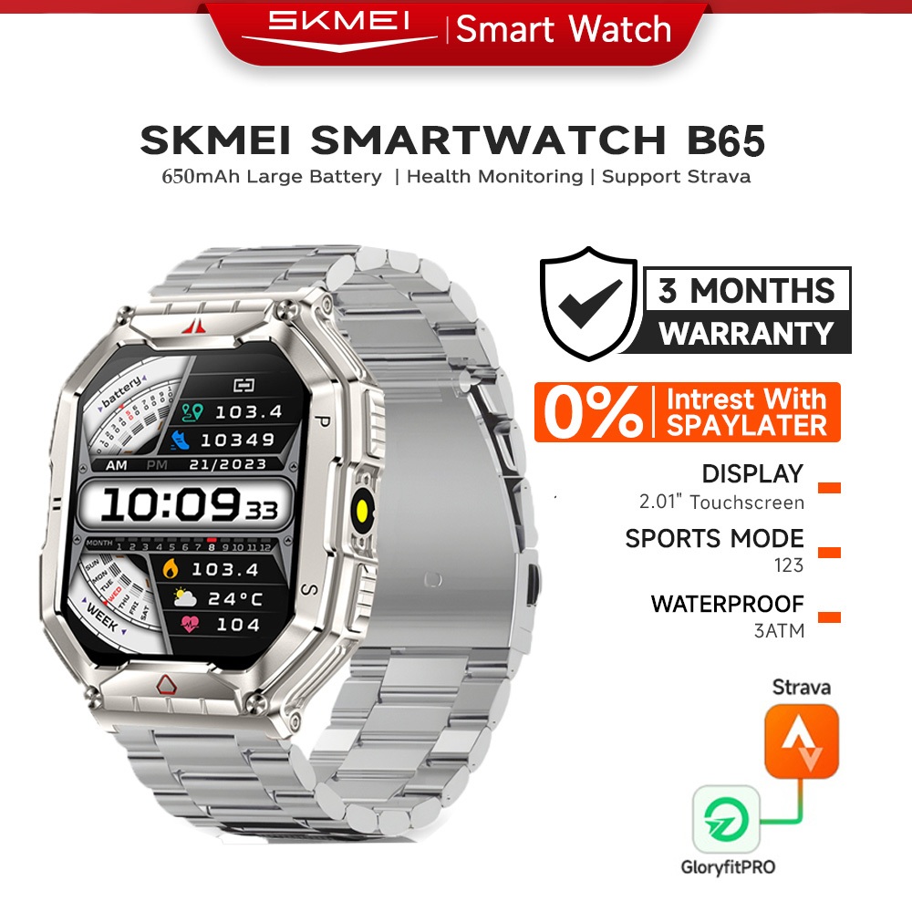 SKMEI Smartwatch B65 Jam Tangan Smartwatch Pria 3ATM Waterproof 2.1inci Touchscreen Anti Air 650mAh 