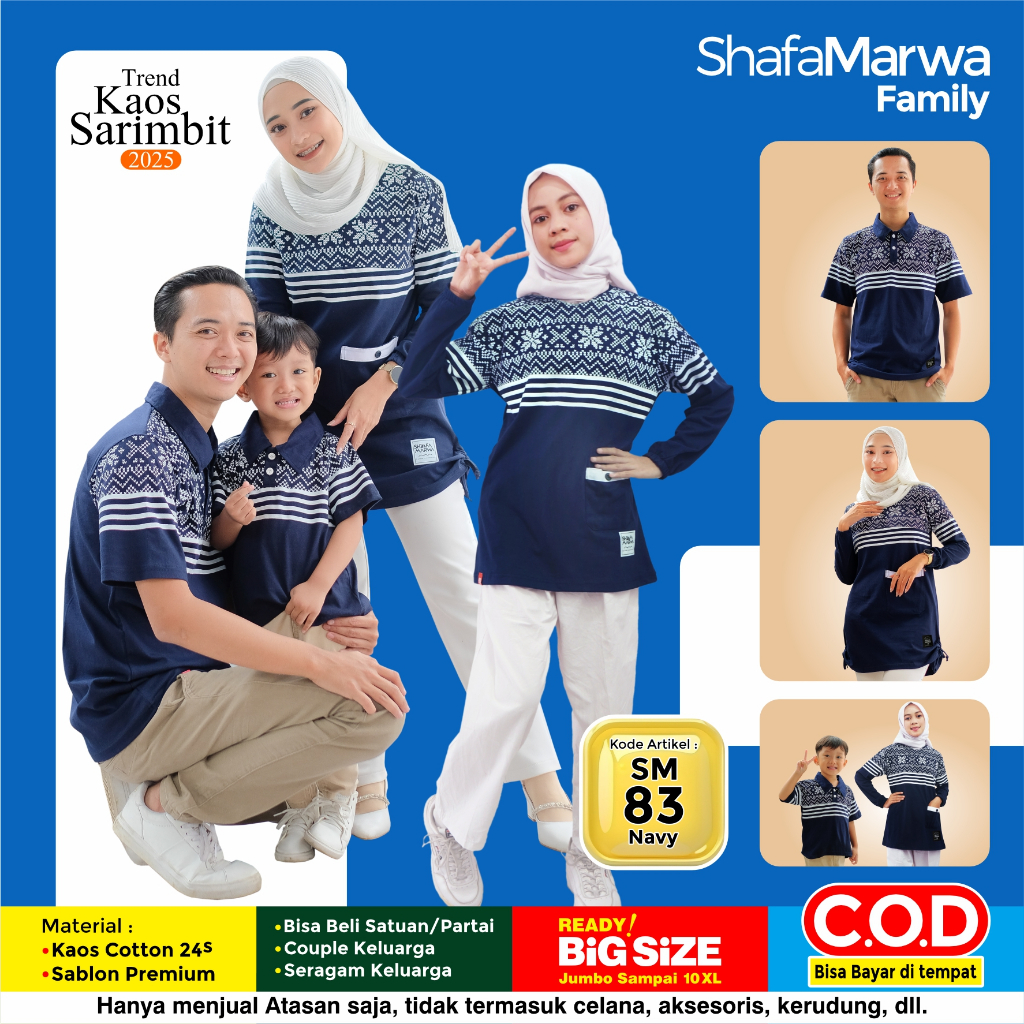ShafaMarwa Kaos Sarimbit Keluarga Original Baju Couple Atasan Tunik Family Set Muslim Ayah Ibu dan A