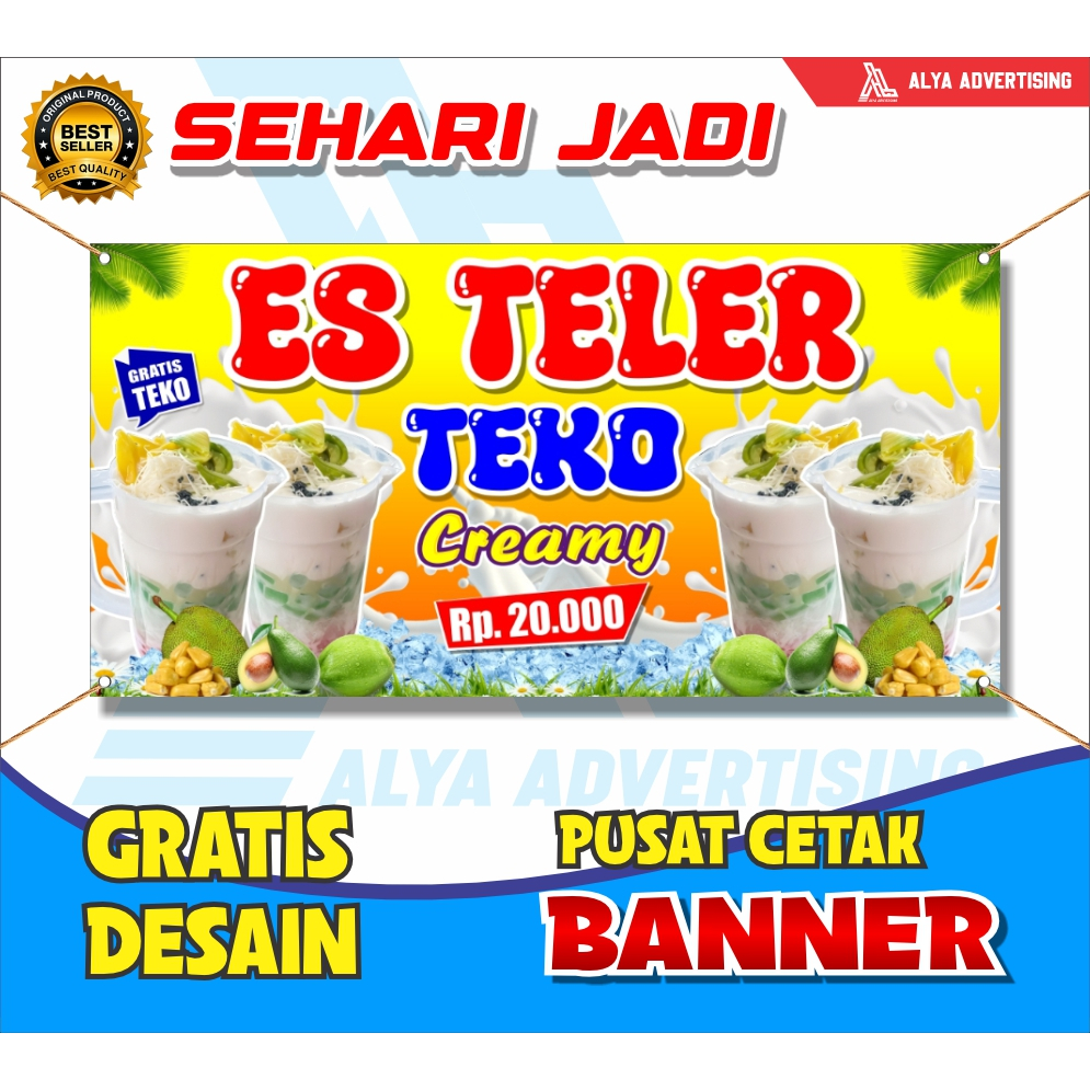 Banner Es Teler Creamy 100x50cm Flexi Cina / spanduk banner es teller creamy terbaru custom & COD