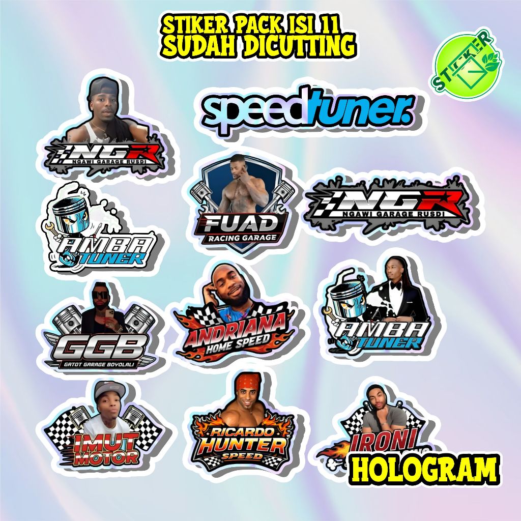 STIKER PACK ISI 11 HOLOGRAM NGR NGAWI GARAGE RUSDI AMBA TUNER IRONI SPEED RACING  STIKER PACK TUNER 