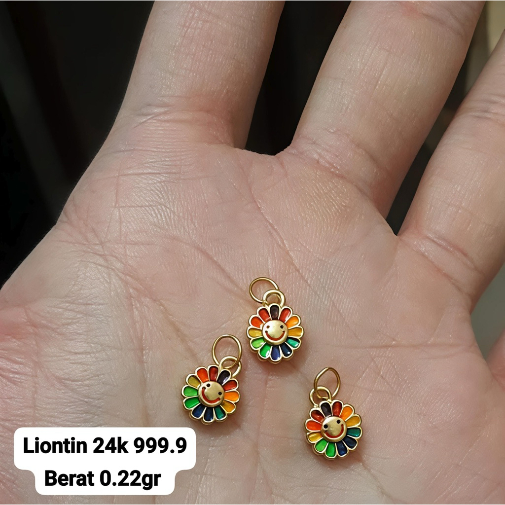 Kalung & Liontin Emas Asli Bunga Rainbow 24K 999.9