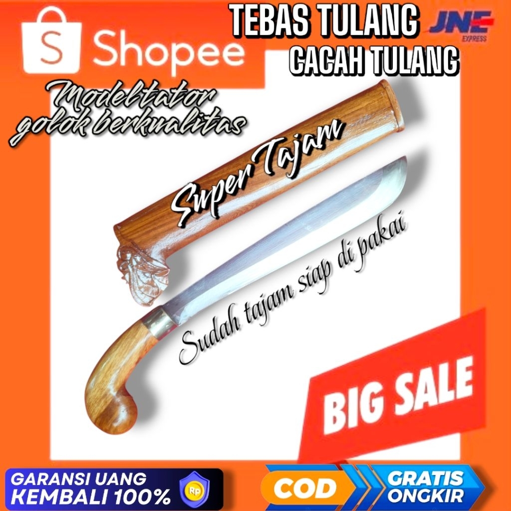TEBAS TULANG CACAH TULANG MODEL TATOR GOLOK BERKUALITAS CENDRANA TEMPA MANUAL KUAT TAJAM