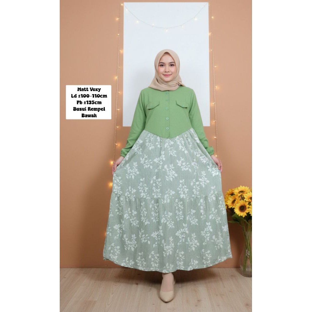 Gamis Voxy Bunga / Gamis Wanita Bunga / Gamis Busui Voxy Rempel Bawah