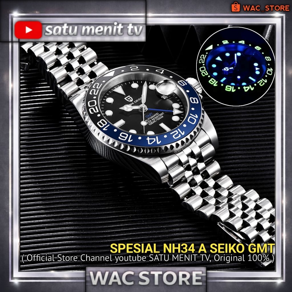 NEW PAGANI DESIGN GMT BATMAN NH34 A SEIKO JAPAN LIMITED EDITION AUTOMATIC CERAMIC BEZEL LUME  120 KL