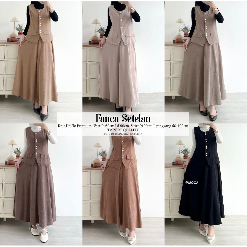 Fanca Set Setelan Oneset Jumbo Allsize Premium Knit Uniqlo Original Ori Moca Berlabel