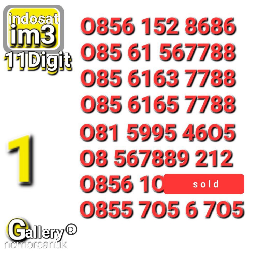 NOMOR IM3 11DIGIT 8686 - 7788