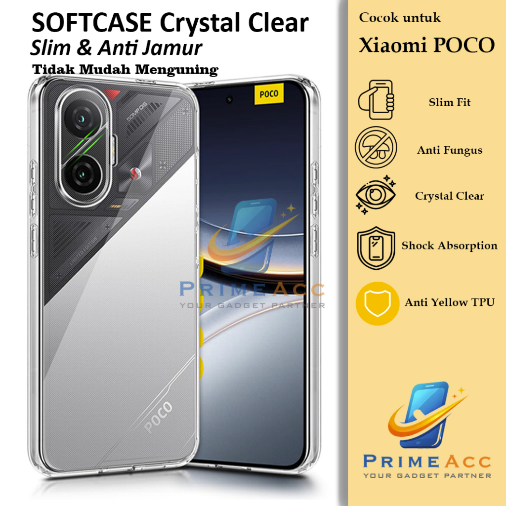 Softcase Crystal Clear 2mm XIAOMI POCO F2 F3 F4 F5 F6 F7 K30 K40 / PRO / GT / 5G / ULTRA - Casing Ul