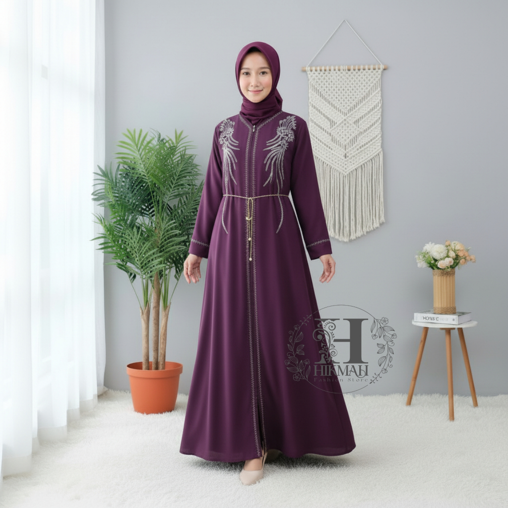 Gamis Abaya Remaja 15–20 Tahun Premium Elegan Adem Set Hijab Pashmina Muslimah