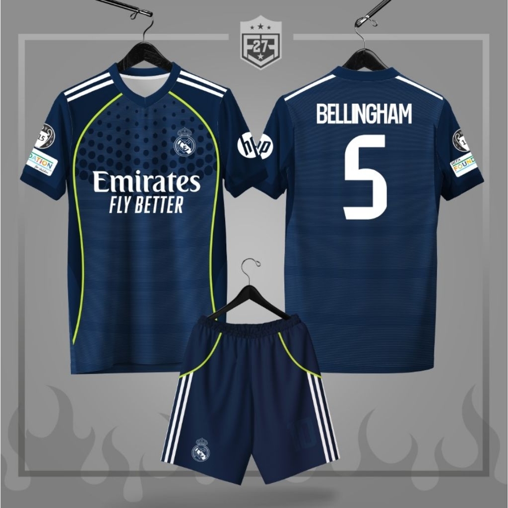Jersey Anak Madrid Bellingham AWAY BIRU NAVY Baju bola Anak realmadrid jude bellingham mus terbaru 2