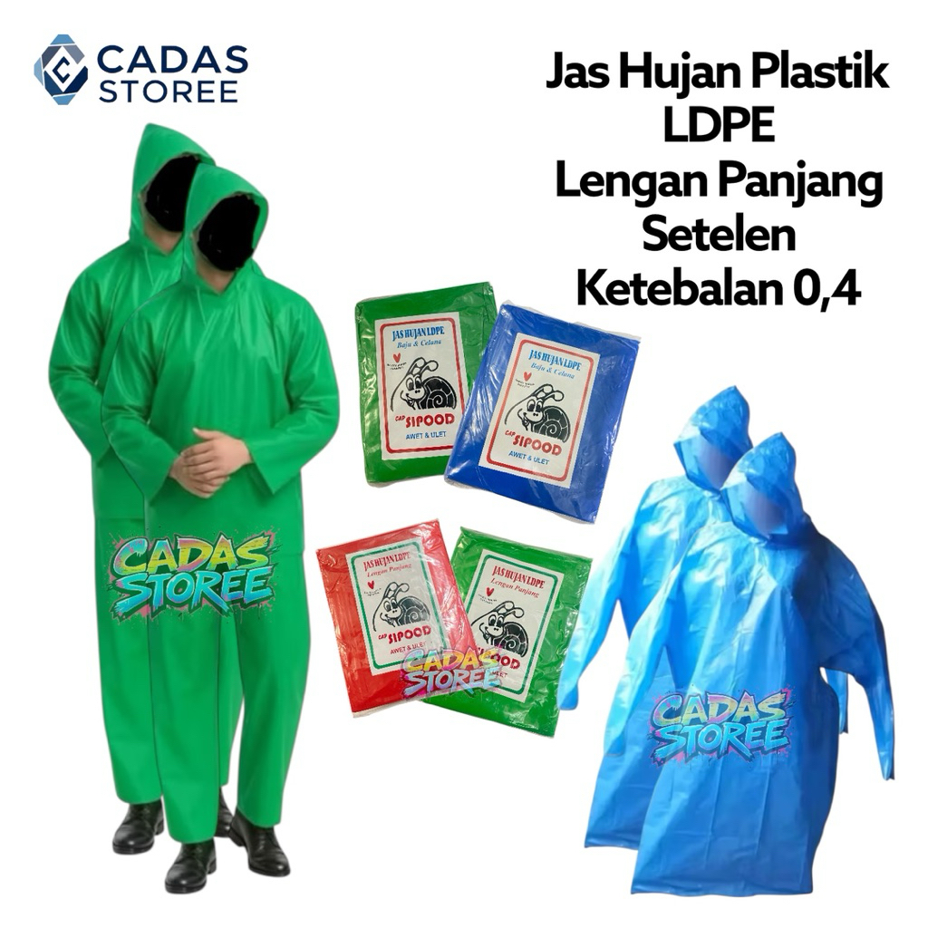 Jas Hujan LDPE HDPE Plastik Ponco & Setelan Tebal 0,4 / Jas Hujan Plastik