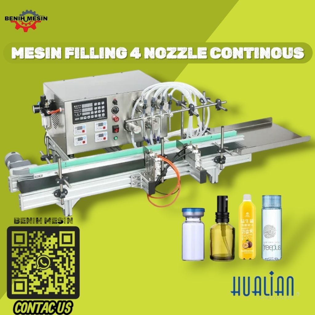 Mesin Filling Automatic Liquid 4 Nozzle Hualian