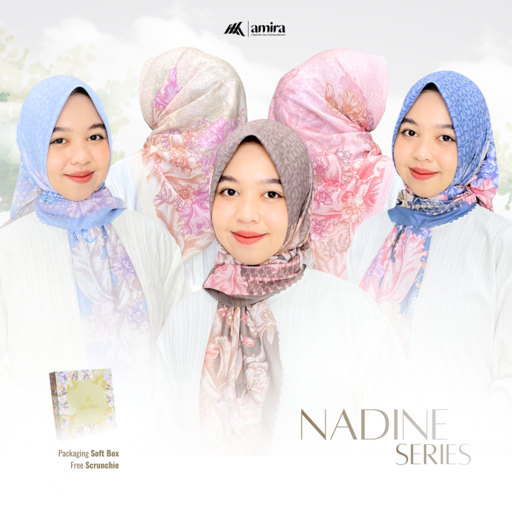 Amira - NADINE Voal Printing Motif Hijab Segiempat Lasercut Premium Square Free Box