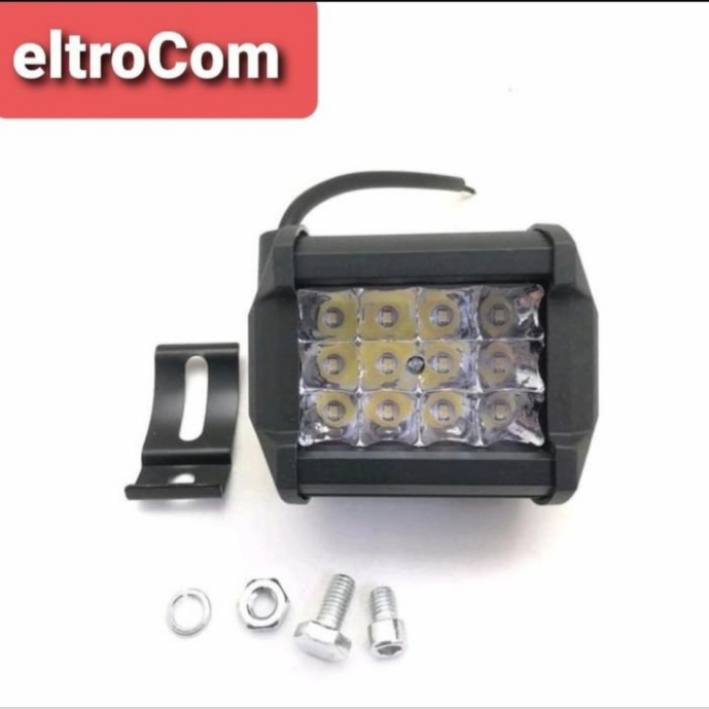 Lampu tembak Motor Mobil LED 12 Mata Cob DC 12 Volt Cahaya putih Brightenes