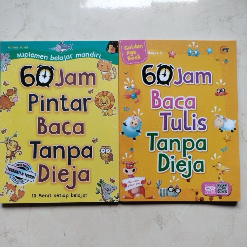 PAKET 2 BUKU 60 JAM PINTAR BACA TANPA DIEJA - 60 JAM BACA TULIS TANPA DIEJA