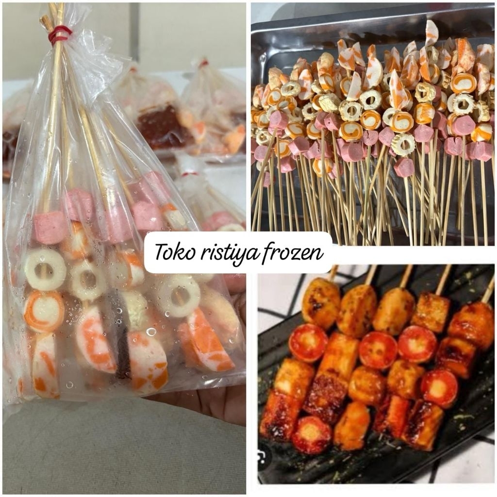 sate seafood mix 1bungkus isi 10tusuk free bumbu bbq