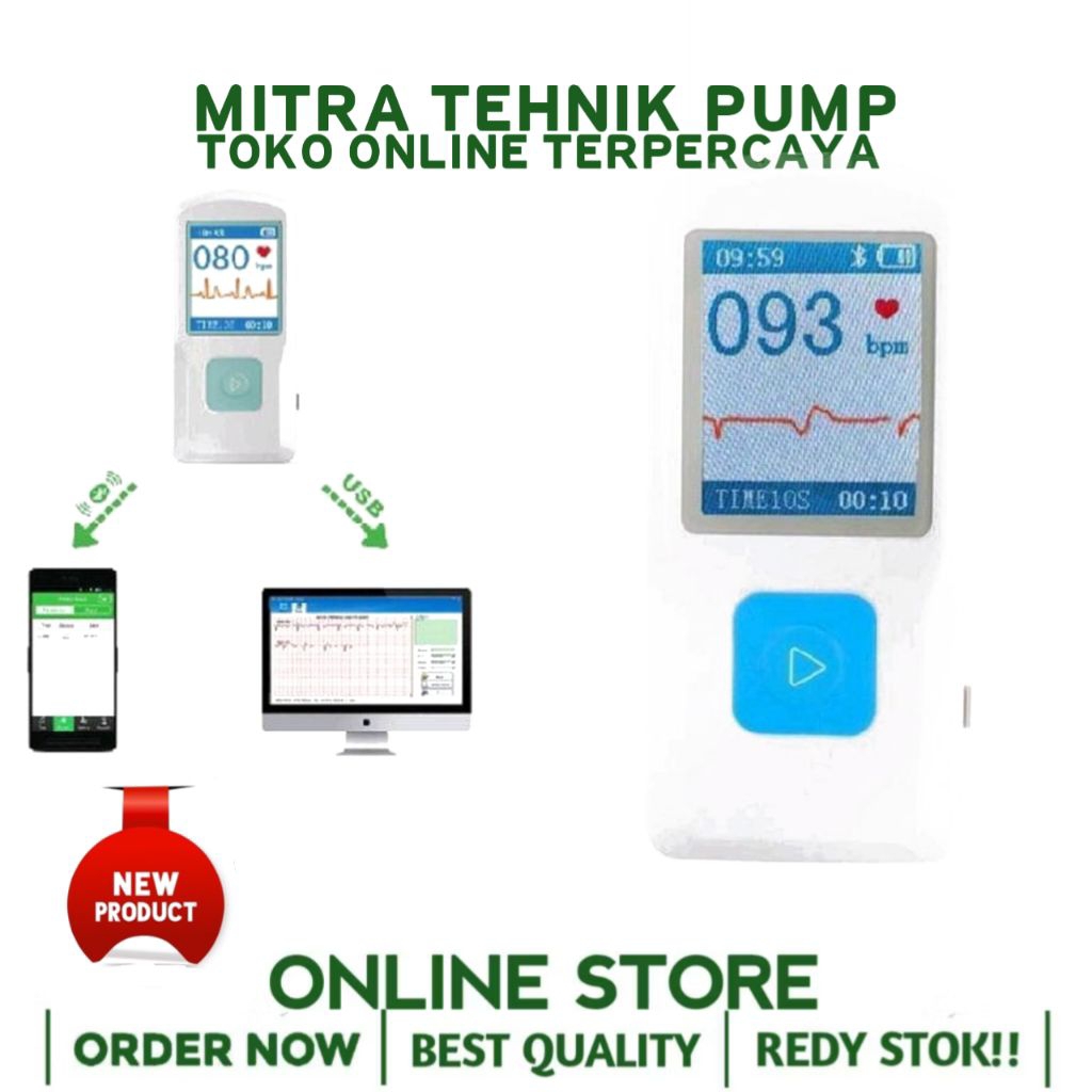 Mesin Deteksi Jetak Jantung Portabel ECG EKG CONTEC PM10 USB Bluetooth