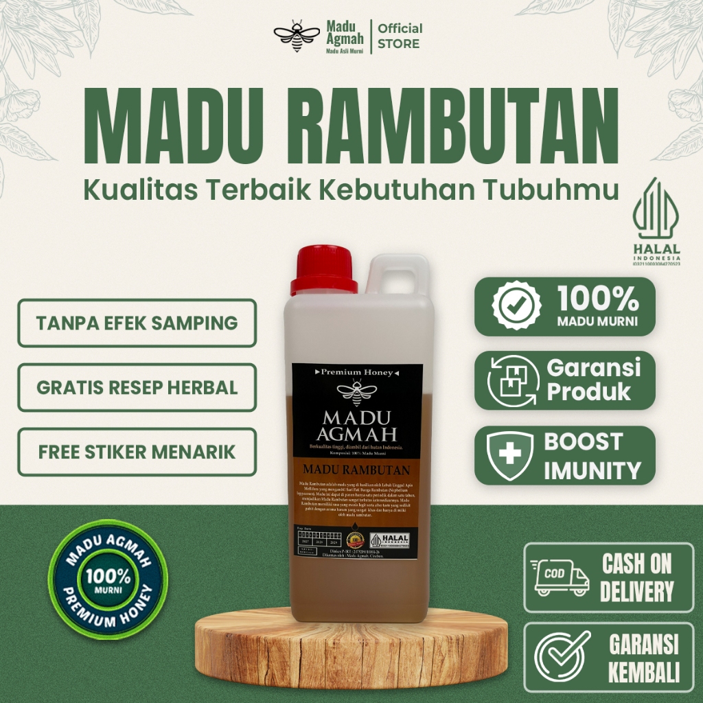 Madu Agmah Nektar Rambutan 100% Asli & Murni Raw Honey