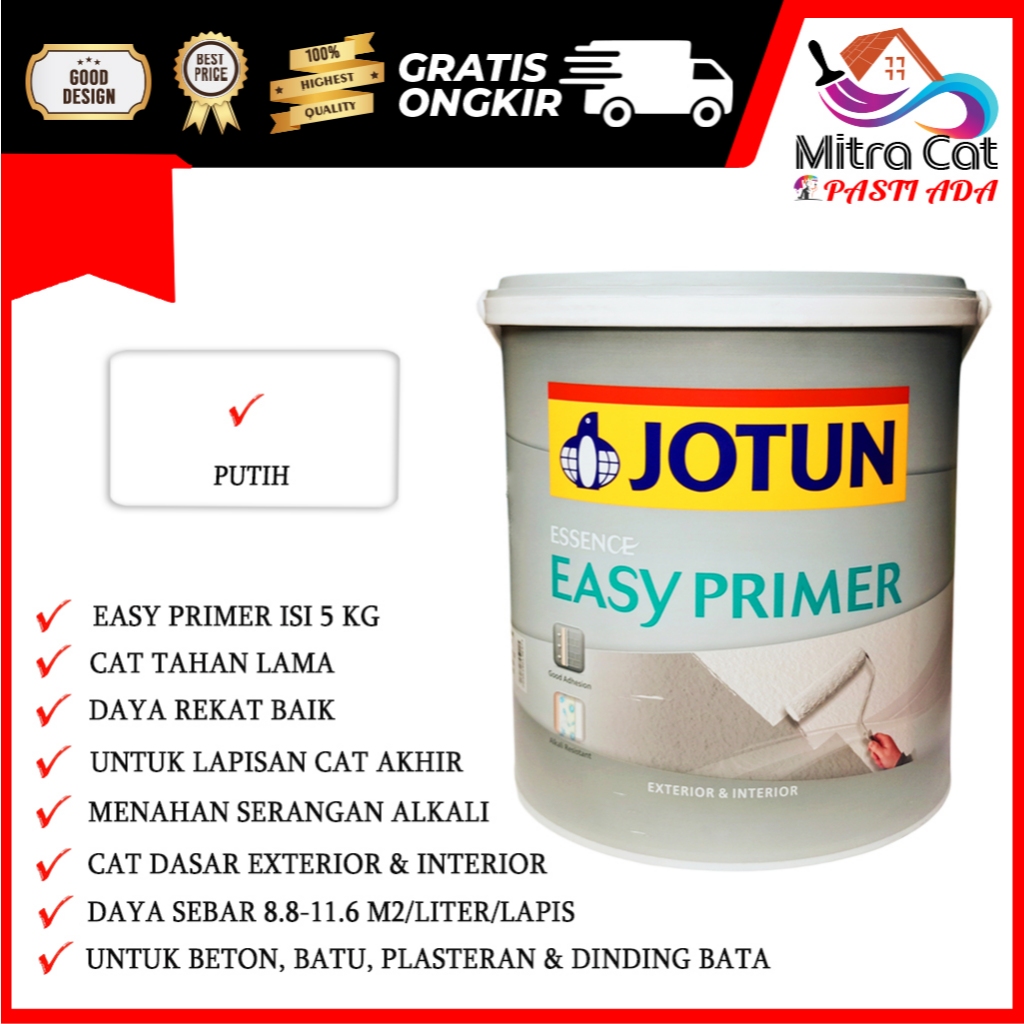 JOTUN 5KG EASY PRIMER CAT DASAR PUTIH 3.5 L - READY MIX PUTIH