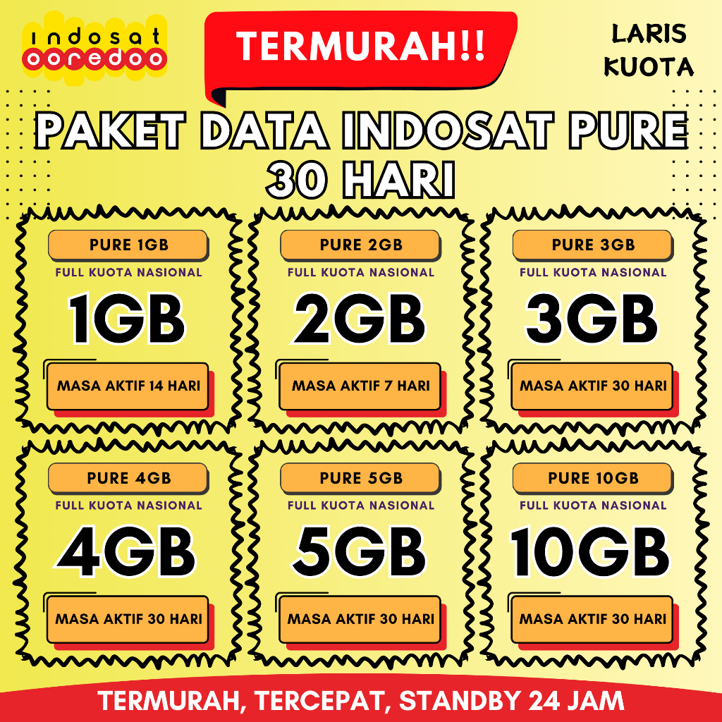 Paket Data Kuota Indosat Pure Bulanan 30 Hari Termurah Kualitas Terbaik