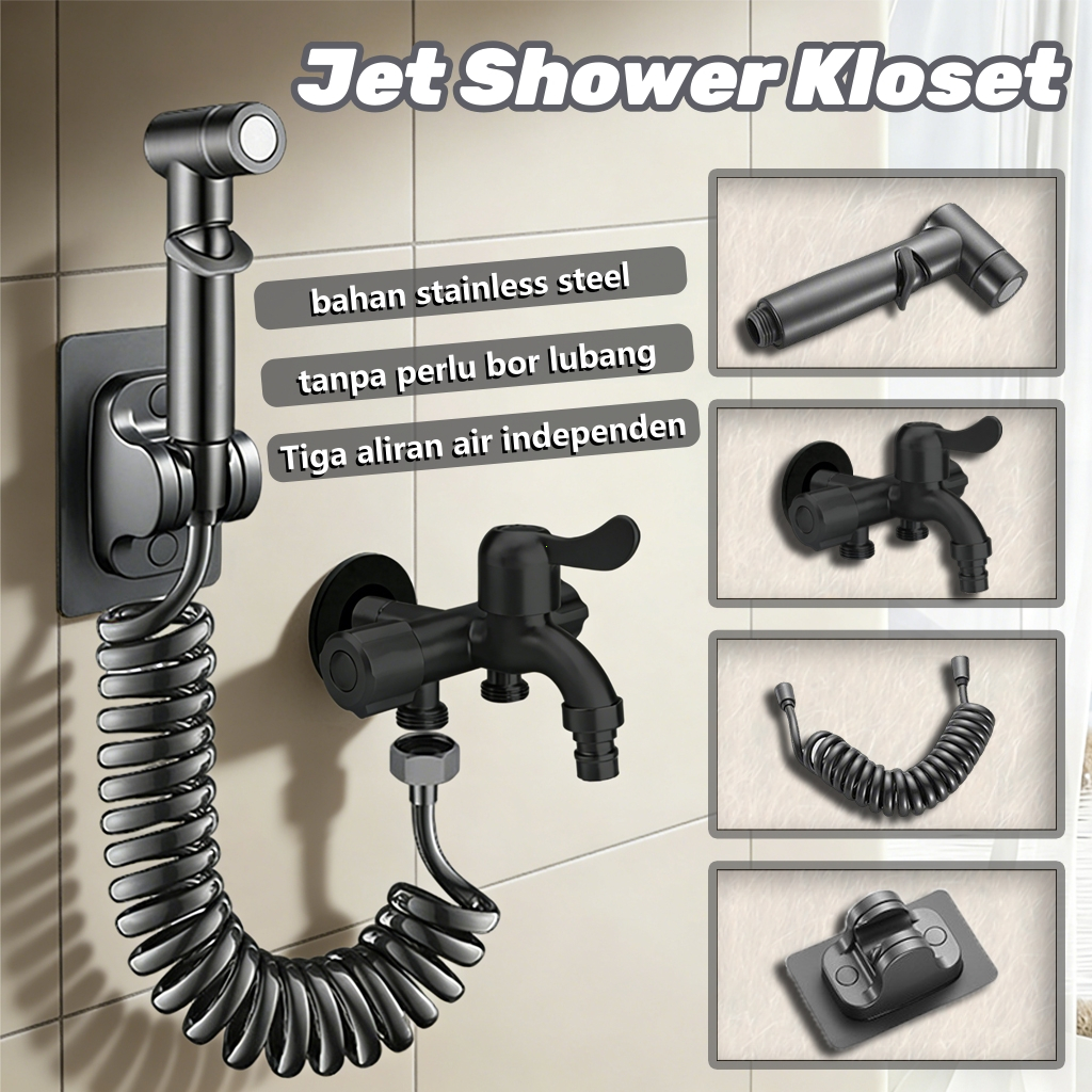 Pistol Semprot Semprotan Toilet Stainless Steel Semprotan Air Tekanan Tinggi Tembakan Air Kencang