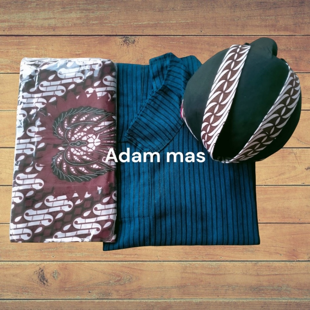 Set Baju Surjan Lurik Adat Jogja/Set Baju Adat Jawa Pria Dewasa/Set Baju Tradisional Laki Laki