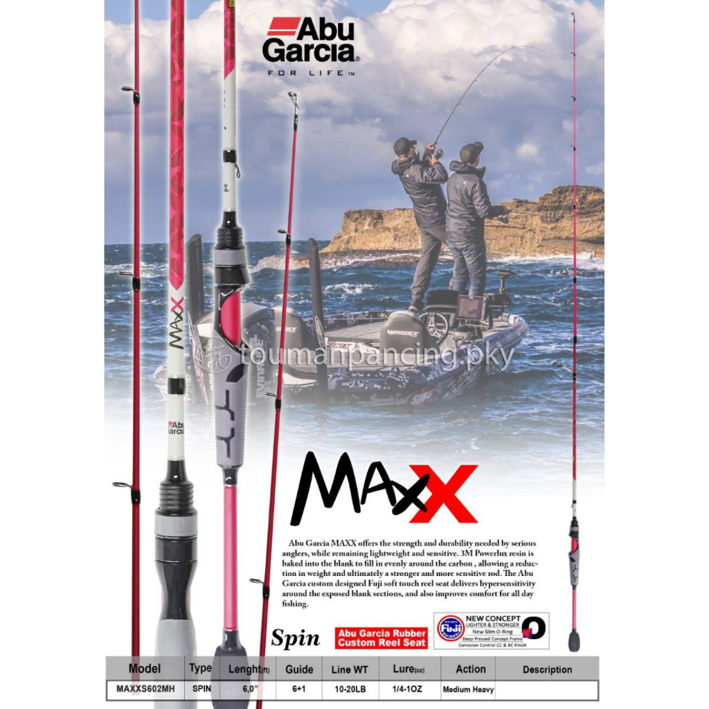 Joran Spinning Abu Garcia MAXX S602MH 6ft | 10–20LB | Medium Heavy | Fuji Reel Seat