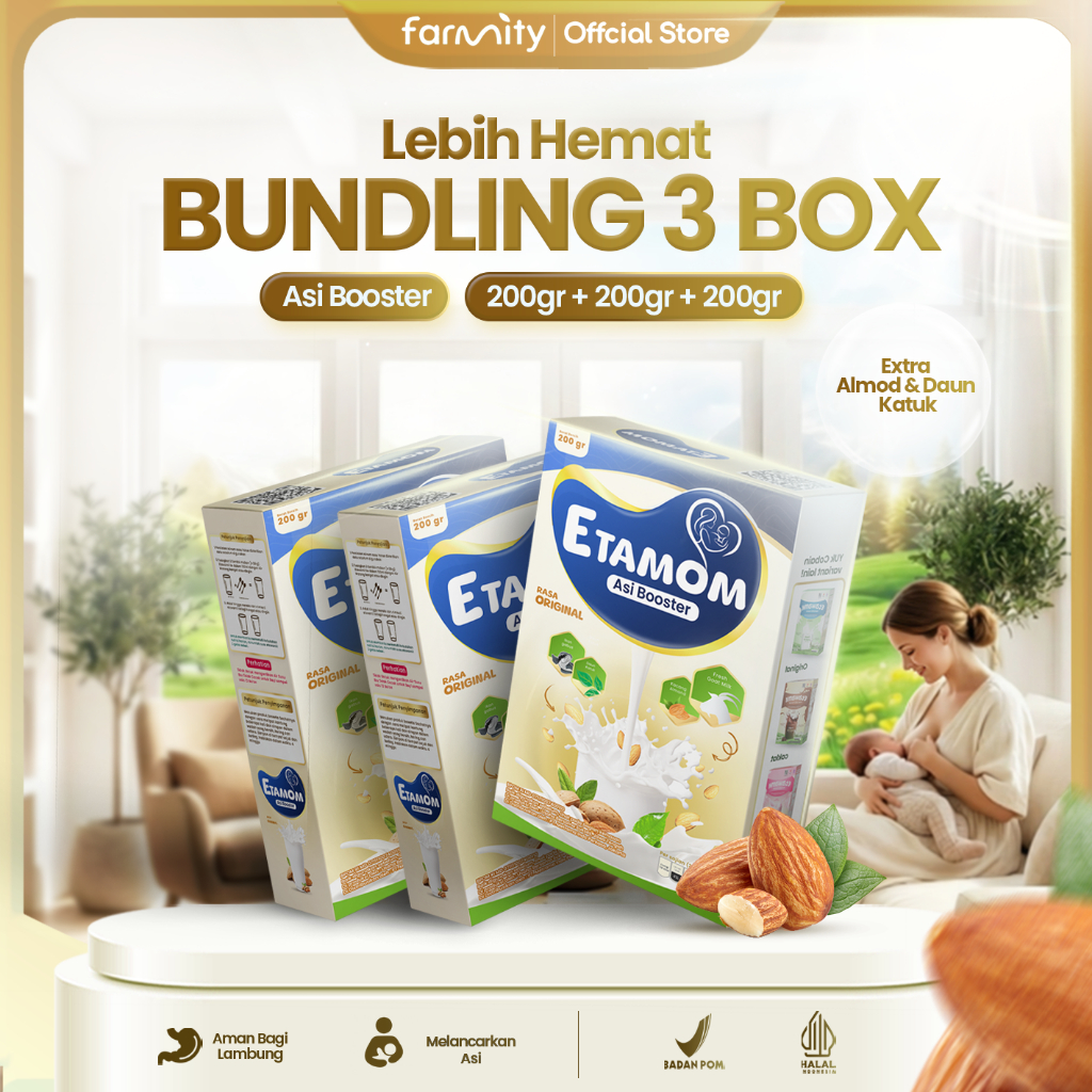 FARMITY ETAMOM Susu ASI MILK 3 BOX Etawa Plus Almond Katuk Pelancar ASI Booster Ibu Menyusui