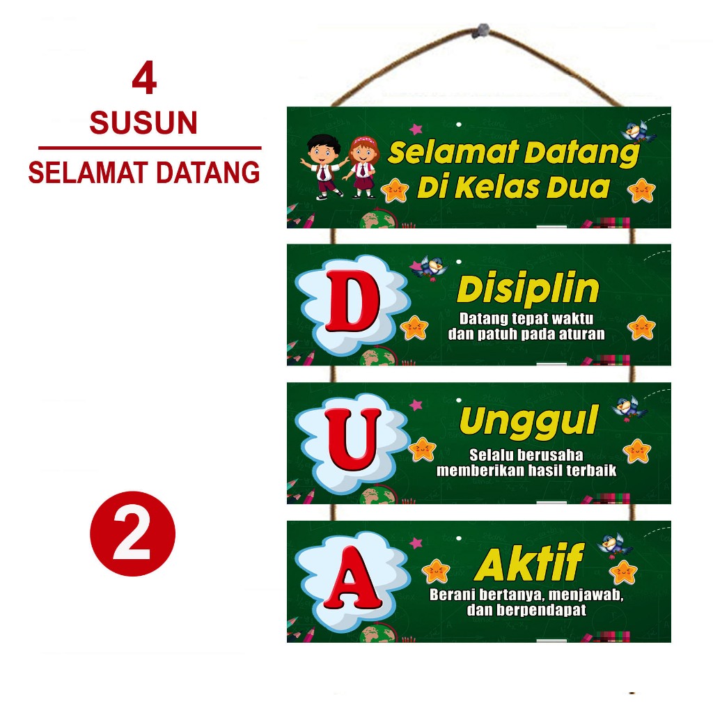 Dekorasi Pintu Kelas Selamat Datang Di Kelas Dua - Hiasan Gantung Pintu Kelas -  Hiasan Dinding Kela