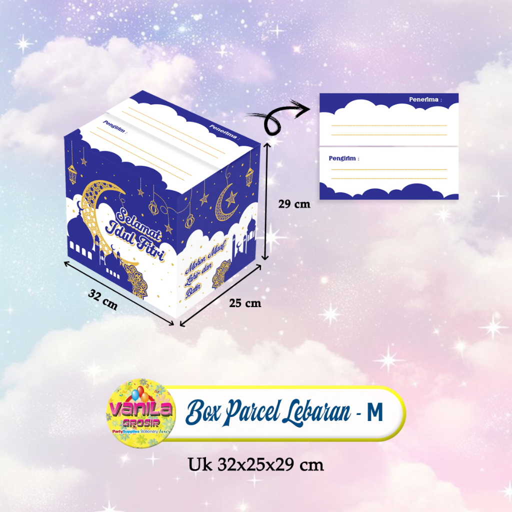 (1Pcs) Box Parcel Lebaran M 32x25x29cm, kardus eid mubarak, dus parcel idul fitri, kemasan bingkisan