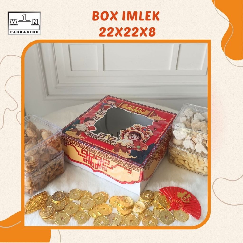 Box Imlek 22x22x8 cm | Kotak Kue Keranjang Imlek Premium | Box Hampers Tahun Baru Cina