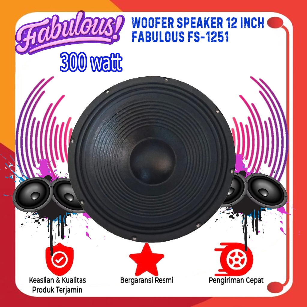 Subwoofer Speaker 12 Inch Fabulous FS-1251 Power 300 Watt 8 Ohm Woofer 12 Inch Double Coil