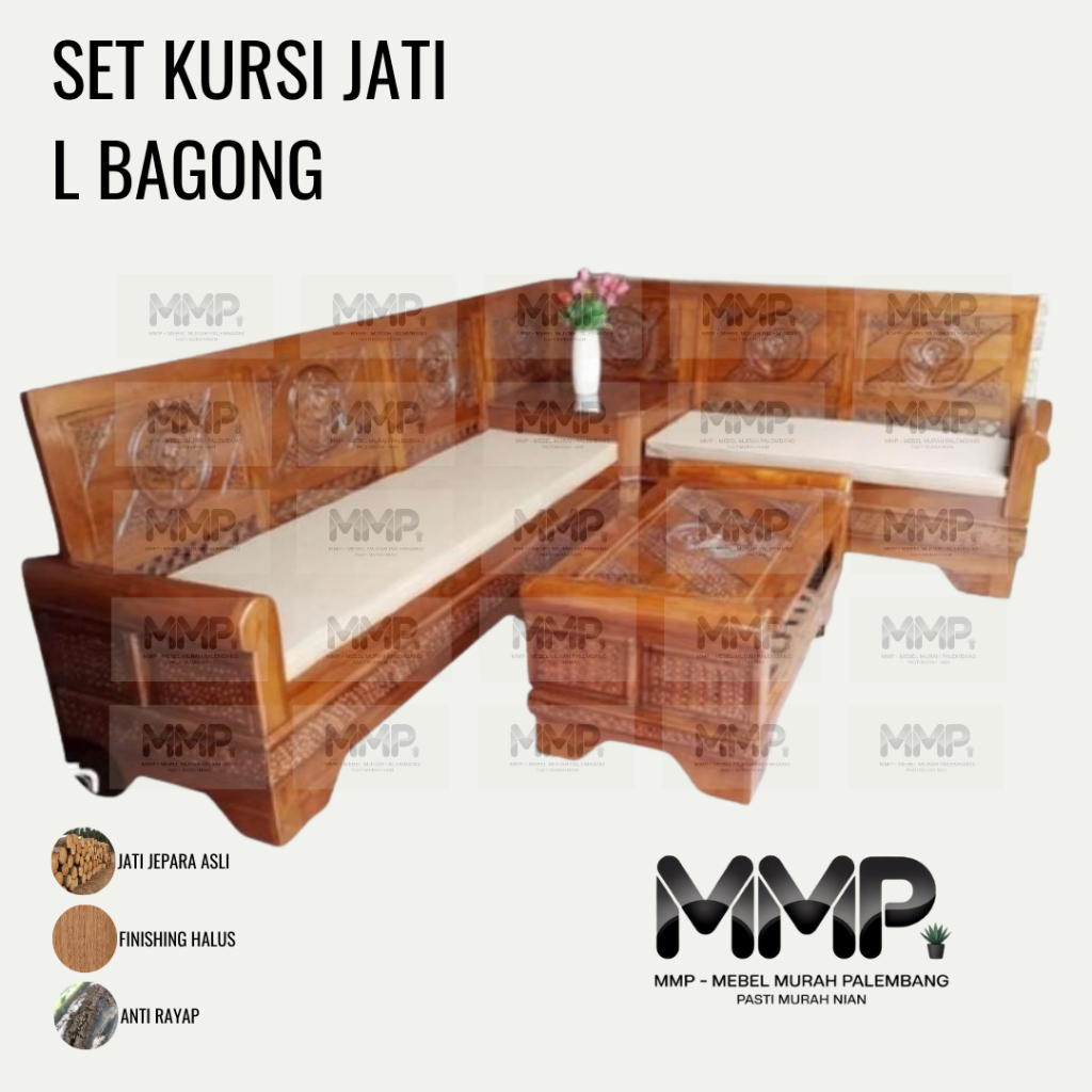 Set Kursi Tamu Jati L Bagong | Kursi Sofa Tamu Jati Jepara Asli Murah Palembang