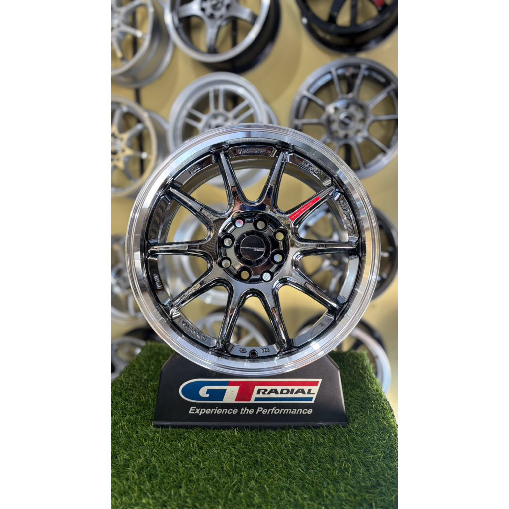 work zr10 R16 8x100/114pcd lebar7 et38 black chrome lip polish