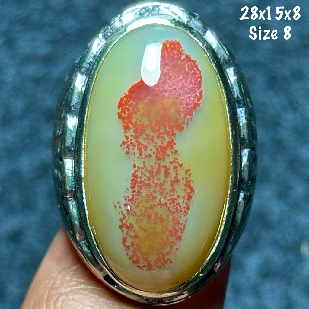 Cincin Batu Akik Natural Baturaja Sodo Lanang Cumi Merah Aquarium Kristal (asli alam)