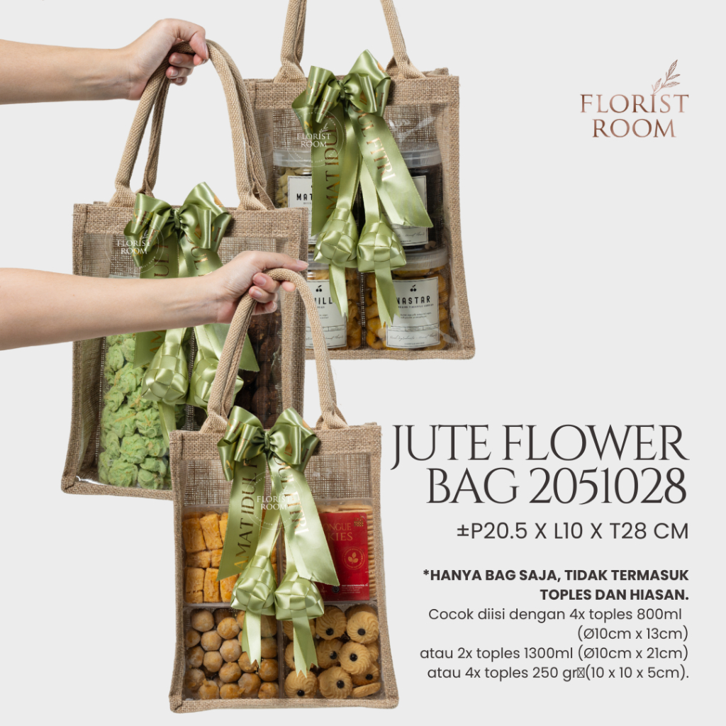 Jute Flower Bag 2051028 - Kantong Jute - Goodie Bag - Hampers