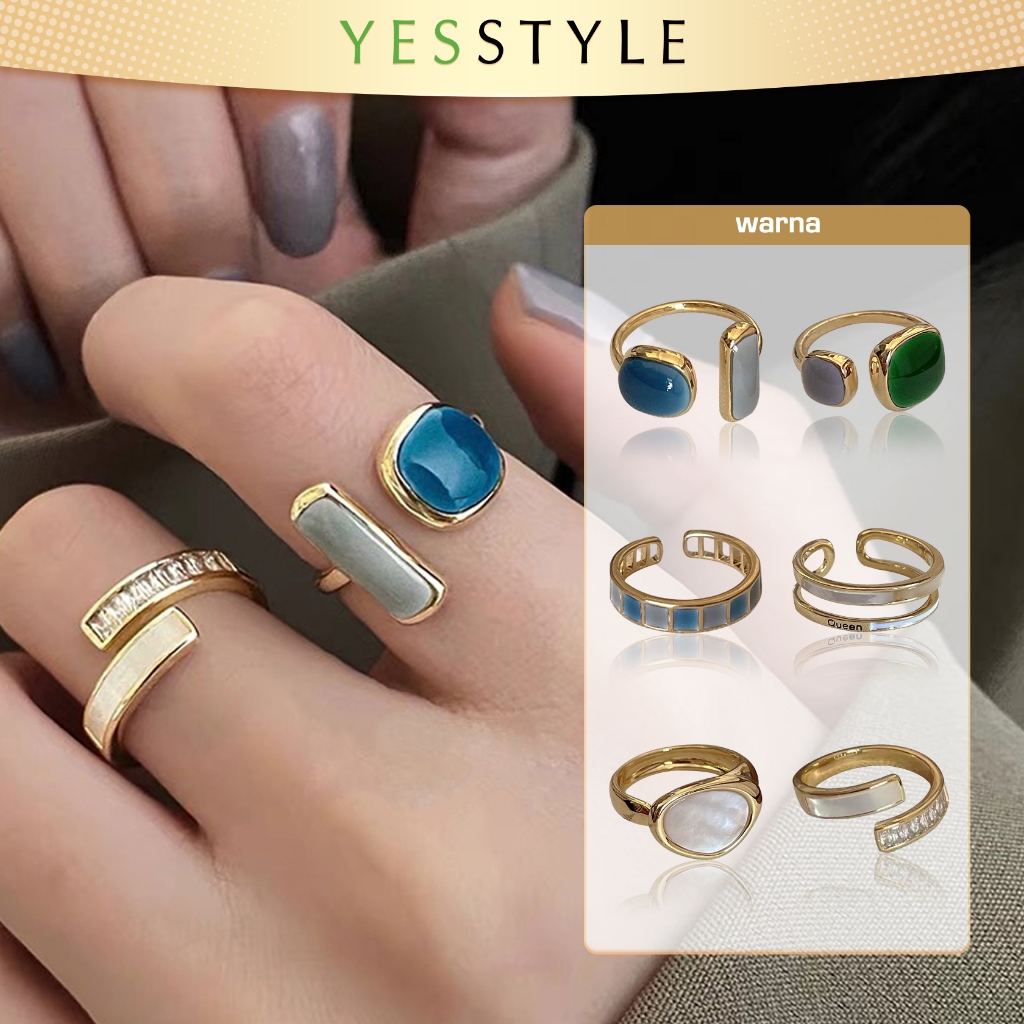 Yesstyle Cincin Batu Zircon Adjustable Ring / Cincin Wanita Model Terbuka