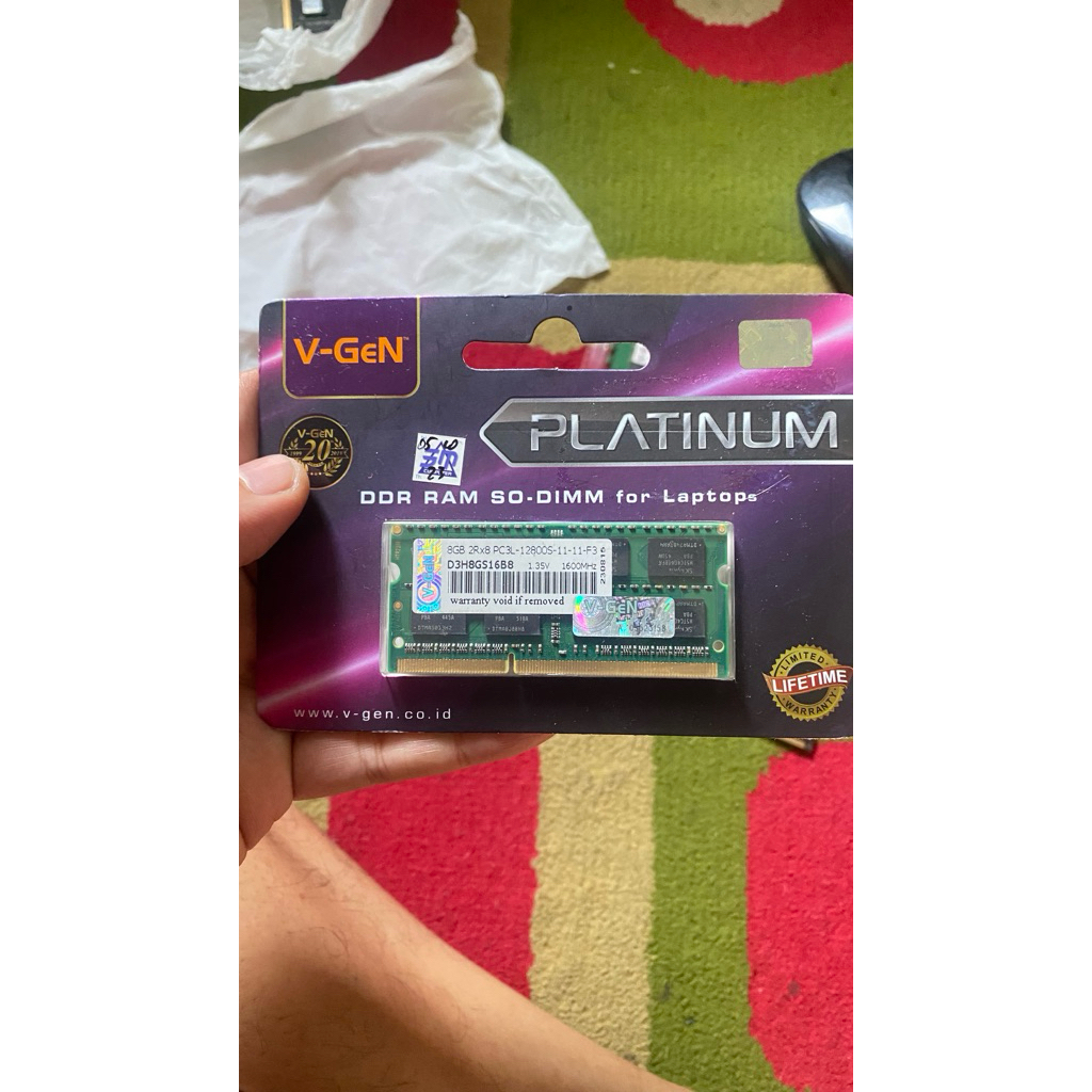ram murah laptop ddr3 sodimm vgen v-vgen platinum 8gb pc12800
